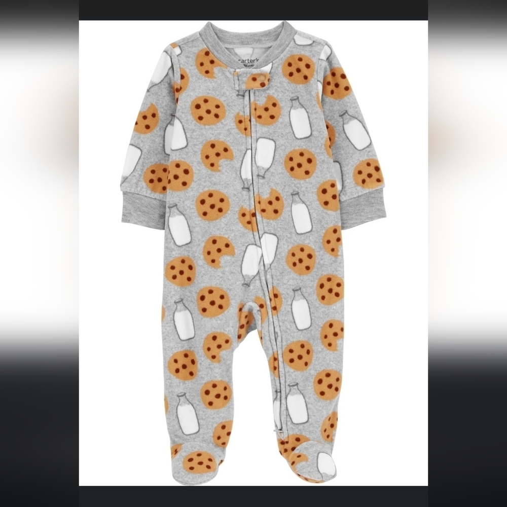Carter's Gray Cookie and Milk Print Footie